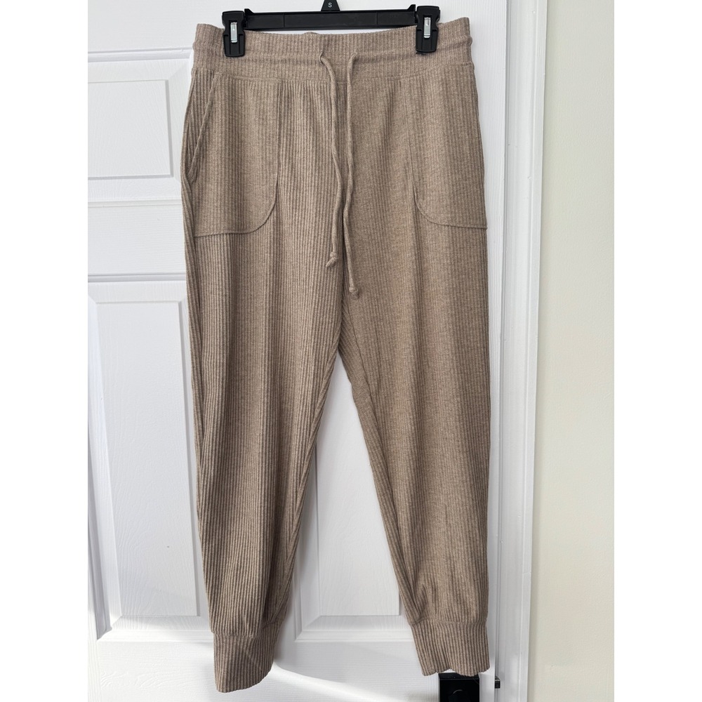 Ribbed Drawstring Joggers - Taupe